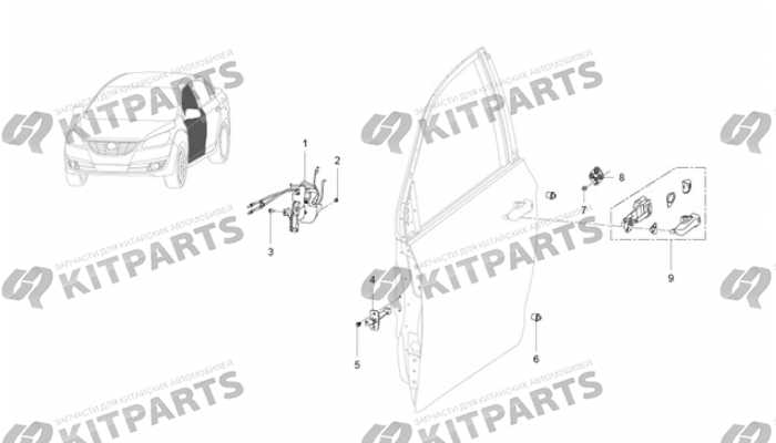 Комплектующие передней двери Lifan