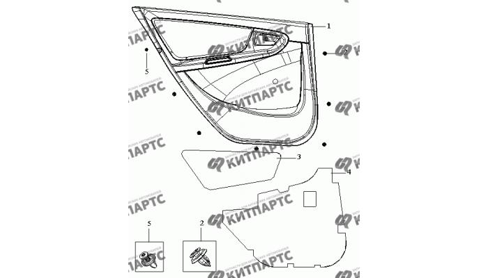 Обивка двери задней левой в сборе Geely